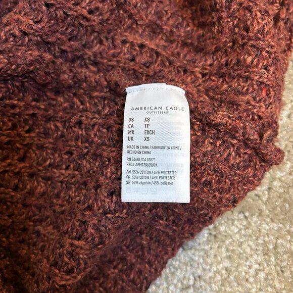 American Eagle Cozy Waffle-Knit Cardigan Sweater Rust Color Women's Size XS #236 - Picture 7 of 7
